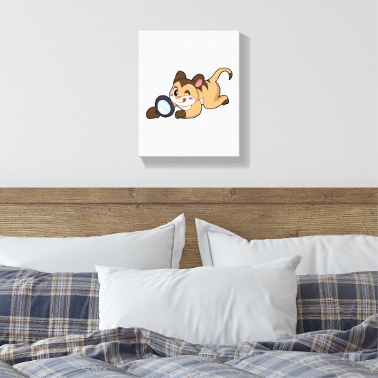 Meerkat met vergrootglas canvas afdruk (Insitu (Slaapkamer))