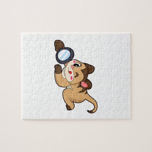 Meerkat met vergrootglas legpuzzel (Horizontaal)