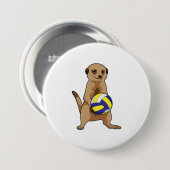 Meerkat met volleybal ronde button 7,6 cm (Voorkant /achterkant)