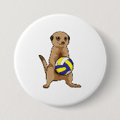 Meerkat met volleybal ronde button 7,6 cm (Voorkant)