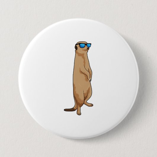 Meerkat met zonnebril ronde button 7,6 cm (Voorkant)