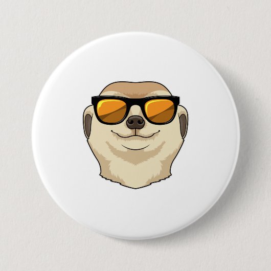 Meerkat met zonnebril ronde button 7,6 cm (Voorkant)