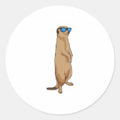 Meerkat met zonnebril ronde sticker (Voorkant)