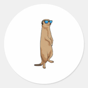 Meerkat met zonnebril ronde sticker