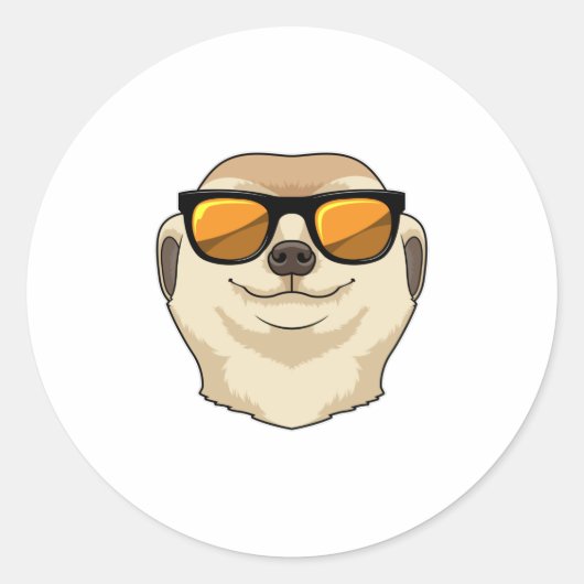 Meerkat met zonnebril ronde sticker (Voorkant)