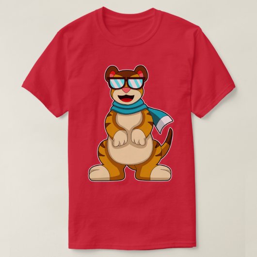 Meerkat met Zonnebril Sjaal T-shirt (Design voorkant)