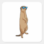 Meerkat met zonnebril vierkante sticker (Voorkant)
