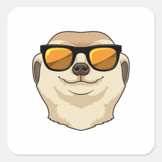 Meerkat met zonnebril vierkante sticker (Voorkant)