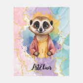 Meerkat Modern Glitter Pastel Print Fleece Deken (Voorkant)