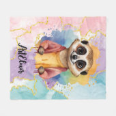 Meerkat Modern Glitter Pastel Print Fleece Deken (Voorkant (Horizontaal))