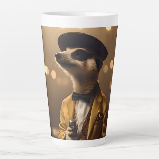 "Meerkat Moonlight: een croonerserenade" Latte Mok (Voorkant)