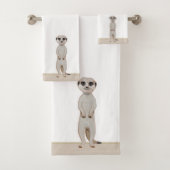 Meerkat op Beige & Wit Bad Handdoek (Insitu)