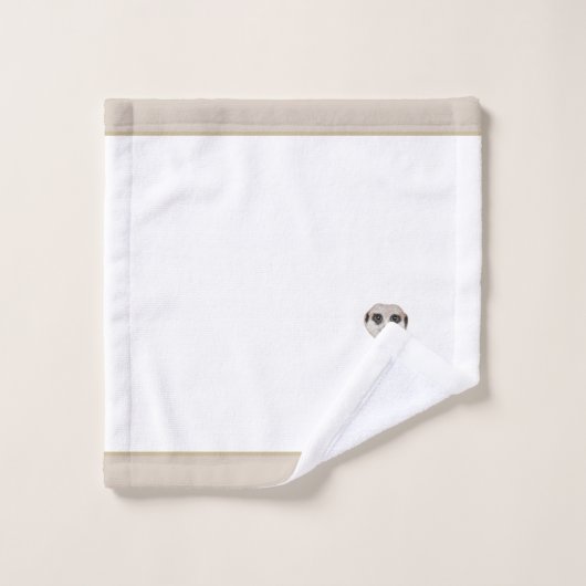 Meerkat op Beige & Wit Bad Handdoek (Wasdoekje)