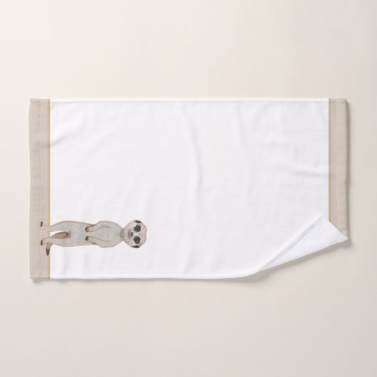 Meerkat op Beige & Wit Bad Handdoek (Handdoek)