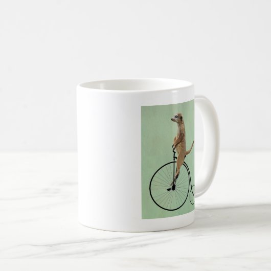 Meerkat op Black Penny Farthing 2 Koffiemok (Voorkant rechts)