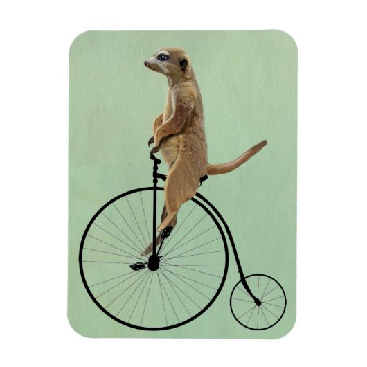 Meerkat op Black Penny Farthing 2 Magneet (Verticaal)