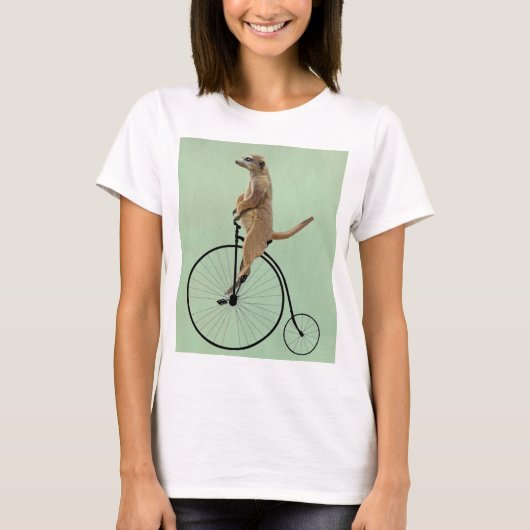 Meerkat op Black Penny Farthing 2 T-shirt (Voorkant)