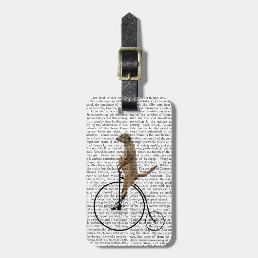 Meerkat op Black Penny Farthing Bagagelabel (Voorkant verticaal)