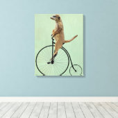 Meerkat op Black Penny Farthing Canvas Afdruk (Insitu (Houten vloer))