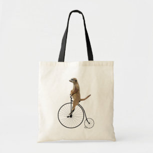 Meerkat op Black Penny Farthing Tote Bag