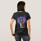 Meerkat op Blue Full Moon Night, T-shirt (Achterkant volledig)