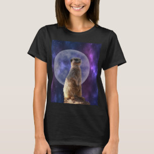 Meerkat op Blue Full Moon Night, T-shirt