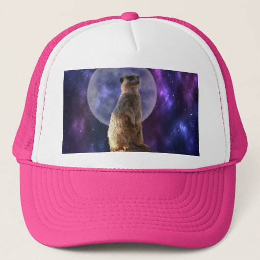 Meerkat op Blue Moonlight Night, Trucker Hat Pet (Voorkant)