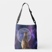 Meerkat op Blue Moonlight Night Watch, Crossbody Tas (Achterkant)