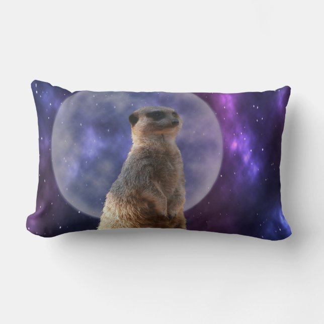 Meerkat op Blue Moonlight Night Watch, Kussen (Voorkant)