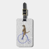 Meerkat op Blue Penny Farthing Bagagelabel (Voorkant verticaal)