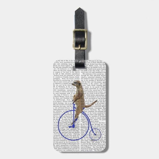 Meerkat op Blue Penny Farthing Bagagelabel (Voorkant verticaal)