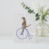 Meerkat op Blue Penny Farthing Briefkaart (Staand voorkant)