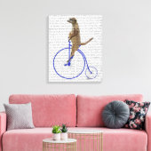 Meerkat op Blue Penny Farthing Canvas Afdruk (Insitu (Woonkamer))