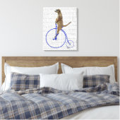 Meerkat op Blue Penny Farthing Canvas Afdruk (Insitu (Slaapkamer))