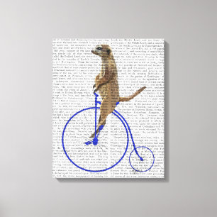 Meerkat op Blue Penny Farthing Canvas Afdruk