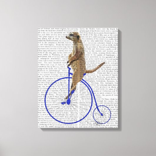 Meerkat op Blue Penny Farthing Canvas Afdruk (Voorkant)