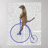 Meerkat op Blue Penny Farthing Poster (Voorkant)