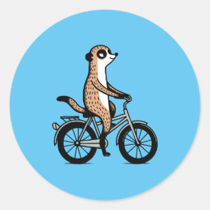 Meerkat op de fiets ronde sticker
