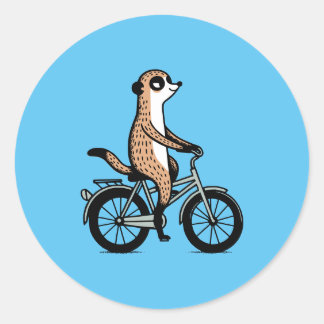 Meerkat op de fiets ronde sticker
