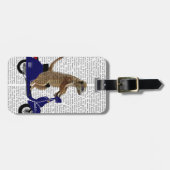 Meerkat op Donkere Blauwe Moped Bagagelabel (Voorkant horizontaal)