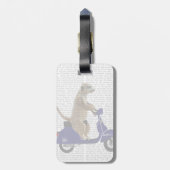 Meerkat op Donkere Blauwe Moped Bagagelabel (Achterkant verticaal)