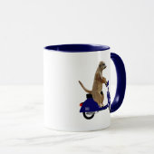 Meerkat op Donkere Blauwe Moped Mok (Voorkant rechts)