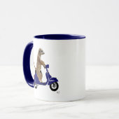 Meerkat op Donkere Blauwe Moped Mok (Voorkant links)