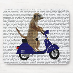 Meerkat op Donkere Blauwe Moped Muismat