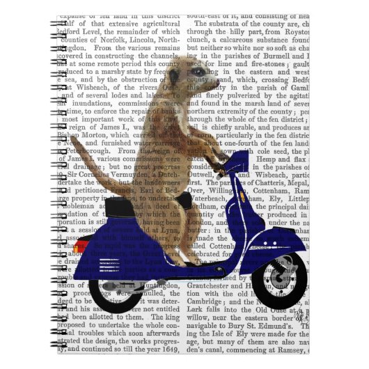 Meerkat op Donkere Blauwe Moped Notitieboek (Voorkant)