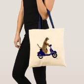 Meerkat op Donkere Blauwe Moped Tote Bag (Voorkant (product))