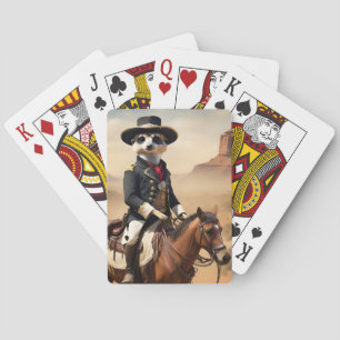 Meerkat op een paard: kan de enige vreemdeling zij pokerkaarten