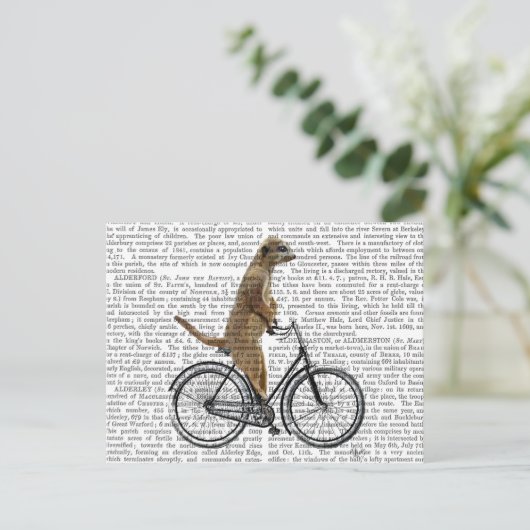 Meerkat op fiets briefkaart (Staand voorkant)
