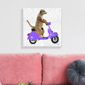 Meerkat op Lila bromfietsen Canvas Afdruk (Insitu (Woonkamer))