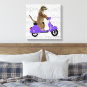 Meerkat op Lila bromfietsen Canvas Afdruk (Insitu (Slaapkamer))